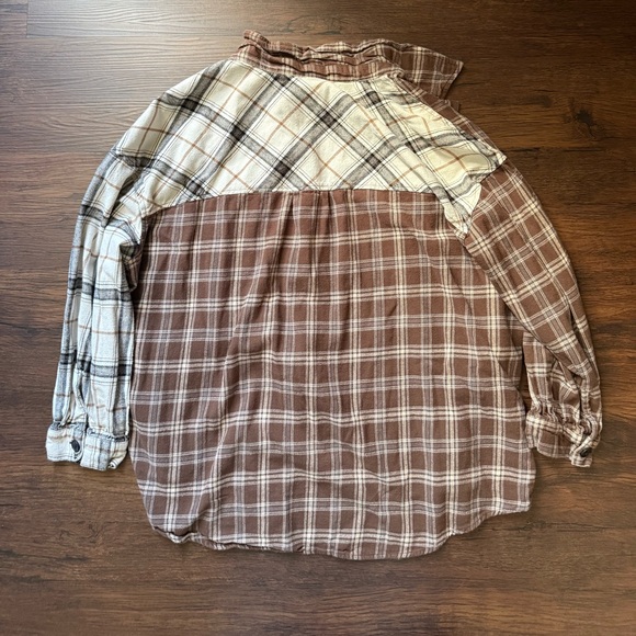 Maurices Cabin Plaid Boyfriend Button Up Shirt Mixed Flannel 1X - Picture 3 of 4